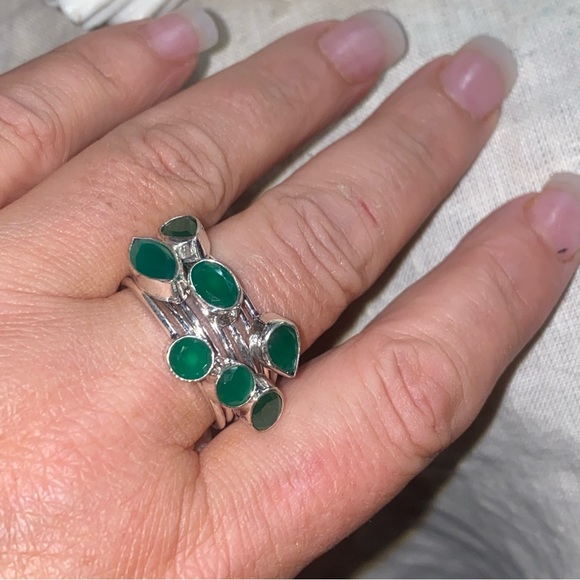 Charming Green Onyx multi-gem handcrafted ring - Picture 4 of 9